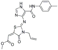 METHYL (2E)-{(2Z)-3-ALLYL-2-[(5-{[(4-METHYLPHENYL)AMINO]CARBONYL}-1H-IMIDAZOL-4-YL)IMINO]-4-OXO-1,3-THIAZOLIDIN-5-YLIDENE}ACETATE 结构式