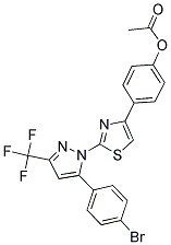 4-{2-[5-(4-BROMOPHENYL)-3-(TRIFLUOROMETHYL)-1H-PYRAZOL-1-YL]-1,3-THIAZOL-4-YL}PHENYL ACETATE 结构式