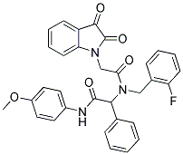 2-(2,3-DIOXOINDOLIN-1-YL)-N-(2-FLUOROBENZYL)-N-(2-(4-METHOXYPHENYLAMINO)-2-OXO-1-PHENYLETHYL)ACETAMIDE 结构式