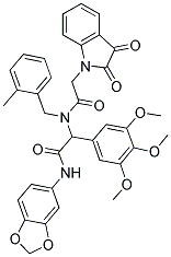 N-(BENZO[D][1,3]DIOXOL-5-YL)-2-(2-(2,3-DIOXOINDOLIN-1-YL)-N-(2-METHYLBENZYL)ACETAMIDO)-2-(3,4,5-TRIMETHOXYPHENYL)ACETAMIDE 结构式