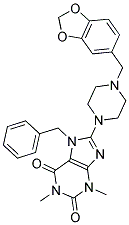 7-Benzyl-1,3-dimethyl-8-(4-(3,4-methylenedioxybenzyl)piperazin-1-yl)-3,7-dihydro-1H-purine-2,6-dione 结构式