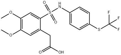 [4,5-DIMETHOXY-2-(4-TRIFLUOROMETHYLSULFANYL-PHENYLSULFAMOYL)-PHENYL]ACETIC ACID 结构式