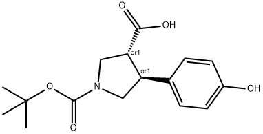 BOC-(TRANS)-4-(4-HYDROXY-PHENYL)-PYRROLIDINE-3-CARBOXYLIC ACID 结构式