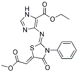 ETHYL 4-{[(2Z,5Z)-5-(2-METHOXY-2-OXOETHYLIDENE)-4-OXO-3-PHENYL-1,3-THIAZOLIDIN-2-YLIDENE]AMINO}-1H-IMIDAZOLE-5-CARBOXYLATE 结构式