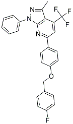 3-METHYL-1-PHENYL-6-{4-[(4-FLUOROBENZYL)OXY]PHENYL}-4-(TRIFLUOROMETHYL)-1H-PYRAZOLO[3,4-B]PYRIDINE 结构式