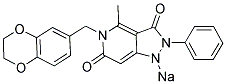 SODIUM 5-(2,3-DIHYDRO-1,4-BENZODIOXIN-6-YLMETHYL)-4-METHYL-3-OXO-2-PHENYL-3,5-DIHYDRO-2H-PYRAZOLO[4,3-C]PYRIDIN-6-OLATE 结构式