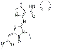 METHYL (2E)-{(2Z)-3-ETHYL-2-[(5-{[(4-METHYLPHENYL)AMINO]CARBONYL}-1H-IMIDAZOL-4-YL)IMINO]-4-OXO-1,3-THIAZOLIDIN-5-YLIDENE}ACETATE 结构式