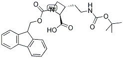 (2S,3S)-3-[(N'-T-BUTYLOXYCARBONYLAMINO)-2-ETHYL]-N-(9-FLUORENYLMETHYLOXYCARBONYL)-AZETIDINE-2-CARBOXYLIC ACID 结构式