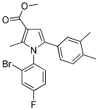 METHYL 1-(2-BROMO-4-FLUOROPHENYL)-5-(3,4-DIMETHYLPHENYL)-2-METHYL-1H-PYRROLE-3-CARBOXYLATE 结构式