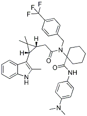 1-(2-((1R,3S)-2,2-DIMETHYL-3-(2-METHYL-1H-INDOL-3-YL)CYCLOPROPYL)-N-(4-(TRIFLUOROMETHYL)BENZYL)ACETAMIDO)-N-(4-(DIMETHYLAMINO)PHENYL)CYCLOHEXANECARBOXAMIDE 结构式