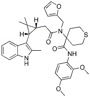 N-(2,4-DIMETHOXYPHENYL)-4-(2-((1R,3S)-2,2-DIMETHYL-3-(2-METHYL-1H-INDOL-3-YL)CYCLOPROPYL)-N-(FURAN-2-YLMETHYL)ACETAMIDO)-TETRAHYDRO-2H-THIOPYRAN-4-CARBOXAMIDE 结构式