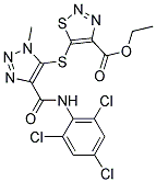 ETHYL 5-[(1-METHYL-4-{[(2,4,6-TRICHLOROPHENYL)AMINO]CARBONYL}-1H-1,2,3-TRIAZOL-5-YL)THIO]-1,2,3-THIADIAZOLE-4-CARBOXYLATE 结构式