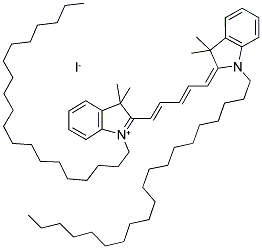 1-ICOSYL-2-[(1E,3E)-5-(1-ICOSYL-3,3-DIMETHYL-1,3-DIHYDRO-2H-INDOL-2-YLIDENE)-1,3-PENTADIENYL]-3,3-DIMETHYL-3H-INDOLIUM IODIDE 结构式