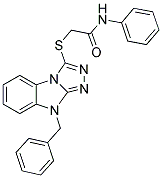 2-(9-BENZYL-9H-BENZO[4,5]IMIDAZO[2,1-C][1,2,4]TRIAZOL-3-YLSULFANYL)-N-PHENYL-ACETAMIDE 结构式