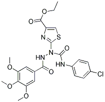 ETHYL 2-(1-(4-CHLOROPHENYLCARBAMOYL)-2-(3,4,5-TRIMETHOXYBENZOYL)HYDRAZINYL)THIAZOLE-4-CARBOXYLATE 结构式