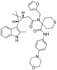 4-(2-((1R,3S)-2,2-DIMETHYL-3-(2-METHYL-1H-INDOL-3-YL)CYCLOPROPYL)-N-(FURAN-2-YLMETHYL)ACETAMIDO)-N-(4-MORPHOLINOPHENYL)-TETRAHYDRO-2H-THIOPYRAN-4-CARBOXAMIDE 结构式