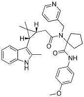 1-(2-((1R,3S)-2,2-DIMETHYL-3-(2-METHYL-1H-INDOL-3-YL)CYCLOPROPYL)-N-(PYRIDIN-3-YLMETHYL)ACETAMIDO)-N-(4-METHOXYPHENYL)CYCLOPENTANECARBOXAMIDE 结构式