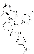 N-(4-(DIMETHYLAMINO)PHENYL)-1-(2-(4,6-DIMETHYLPYRIMIDIN-2-YLTHIO)-N-(4-FLUOROBENZYL)ACETAMIDO)CYCLOHEXANECARBOXAMIDE 结构式