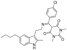 (E)-5-((2-(5-BUTYL-2-METHYL-1H-INDOL-3-YL)ETHYLIMINO)(4-CHLOROPHENYL)METHYL)-1,3-DIMETHYLPYRIMIDINE-2,4,6(1H,3H,5H)-TRIONE 结构式