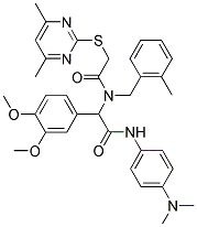 2-(3,4-DIMETHOXYPHENYL)-N-(4-(DIMETHYLAMINO)PHENYL)-2-(2-(4,6-DIMETHYLPYRIMIDIN-2-YLTHIO)-N-(2-METHYLBENZYL)ACETAMIDO)ACETAMIDE 结构式