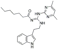 (Z)-N-((2-(1H-INDOL-3-YL)ETHYLAMINO)(4,6-DIMETHYLPYRIMIDIN-2-YLAMINO)METHYLENE)HEPTANAMIDE 结构式