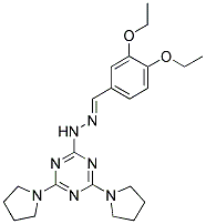 (E)-2-(2-(3,4-DIETHOXYBENZYLIDENE)HYDRAZINYL)-4,6-DI(PYRROLIDIN-1-YL)-1,3,5-TRIAZINE 结构式