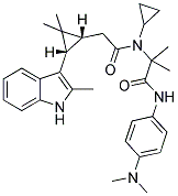 2-(N-CYCLOPROPYL-2-((1R,3S)-2,2-DIMETHYL-3-(2-METHYL-1H-INDOL-3-YL)CYCLOPROPYL)ACETAMIDO)-N-(4-(DIMETHYLAMINO)PHENYL)-2-METHYLPROPANAMIDE 结构式