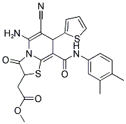 METHYL 2-[5-AMINO-6-CYANO-8-[(3,4-DIMETHYLANILINO)CARBONYL]-3-OXO-7-(2-THIENYL)-2,3-DIHYDRO-7H-[1,3]THIAZOLO[3,2-A]PYRIDIN-2-YL]ACETATE 结构式