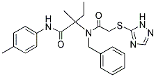 2-{BENZYL[2-(1H-1,2,4-TRIAZOL-5-YLSULFANYL)ACETYL]AMINO}-2-METHYL-N-(4-METHYLPHENYL)BUTANAMIDE 结构式