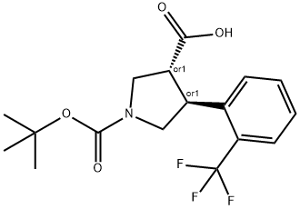 BOC-(TRANS)-4-(2-TRIFLUOROMETHYL-PHENYL)-PYRROLIDINE-3-CARBOXYLIC ACID 结构式