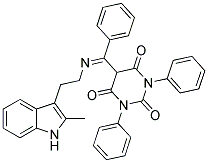 (E)-5-((2-(2-METHYL-1H-INDOL-3-YL)ETHYLIMINO)(PHENYL)METHYL)-1,3-DIPHENYLPYRIMIDINE-2,4,6(1H,3H,5H)-TRIONE 结构式