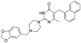 2-[4-(1,3-BENZODIOXOL-5-YLMETHYL)-1-PIPERAZINYL]-6-METHYL-5-(1-NAPHTHYLMETHYL)-4(3H)-PYRIMIDINONE 结构式