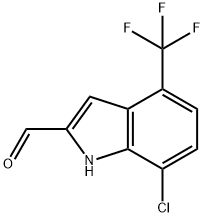 7-CHLORO-4-(TRIFLUOROMETHYL)-1H-INDOLE-2-CARBALDEHYDE 结构式