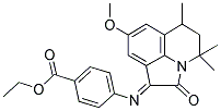 (E)-Ethyl 4-(8-methoxy-4,4,6-trimethyl-2-oxo-5,6-dihydro-2H-pyrrolo[3,2,1-ij]quinolin-1(4H)-ylideneamino)benzoate 结构式