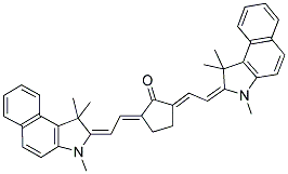 2,5-Bis[(E)-2-(1,1,3-trimethyl-1,3-dihydro-2H-benzo[e]indol-2-ylidene)ethylidene]cyclopentanone 结构式