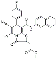 Methyl 2-(5-amino-6-cyano-7-(4-fluorophenyl)-8-(naphthalen-2-ylcarbamoyl)-3-oxo-3,7-dihydro-2H-thiazolo[3,2-a]pyridin-2-yl)acetate 结构式
