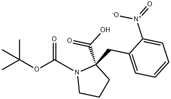 (R)-1-(叔丁氧基羰基)-2-(2-硝基苄基)吡咯烷-2-羧酸 结构式