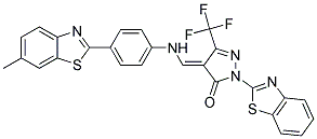 (E)-1-(Benzo[d]thiazol-2-yl)-4-((4-(6-methylbenzo[d]thiazol-2-yl)phenylamino)methylene)-3-(trifluoromethyl)-1H-pyrazol-5(4H)-one 结构式