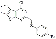 2-{[(4-BROMOPHENYL)THIO]METHYL}-4-CHLORO-6,7-DIHYDRO-5H-CYCLOPENTA[4,5]THIENO[2,3-D]PYRIMIDINE 结构式