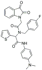 N-(4-(DIMETHYLAMINO)PHENYL)-2-(2-(2,3-DIOXOINDOLIN-1-YL)-N-(4-FLUOROBENZYL)ACETAMIDO)-2-(THIOPHEN-2-YL)ACETAMIDE 结构式