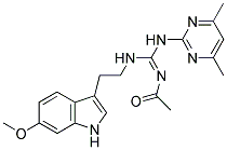 (E)-N-((4,6-Dimethylpyrimidin-2-ylamino)(2-(6-methoxy-1H-indol-3-yl)ethylamino)methylene)acetamide 结构式