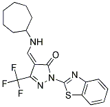 (4Z)-2-(1,3-Benzothiazol-2-yl)-4-[(cycloheptylamino)methylene]-5-(trifluoromethyl)-2,4-dihydro-3H-pyrazol-3-one 结构式