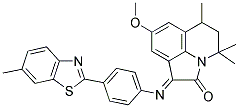 (E)-8-Methoxy-4,4,6-trimethyl-1-(4-(6-methylbenzo[d]thiazol-2-yl)phenylimino)-5,6-dihydro-1H-pyrrolo[3,2,1-ij]quinolin-2(4H)-one 结构式