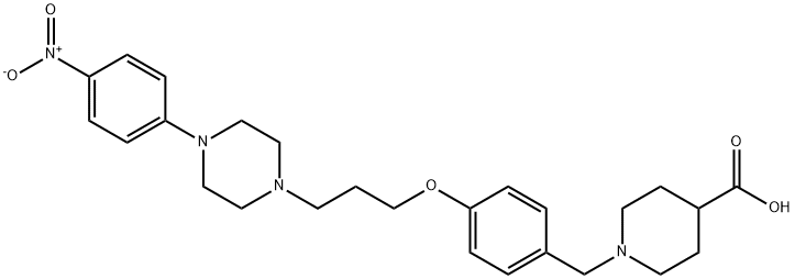 1-(4-(3-[4-(4-NITROPHENYL)PIPERAZINO]PROPOXY)BENZYL)-4-PIPERIDINECARBOXYLIC ACID 结构式