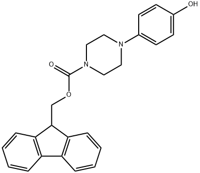 9H-FLUOREN-9-YLMETHYL 4-(4-HYDROXYPHENYL)TETRAHYDRO-1(2H)-PYRAZINECARBOXYLATE 结构式