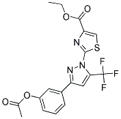 Ethyl 2-[3-[3-(acetyloxy)phenyl]-5-(trifluoromethyl)-1H-pyrazol-1-yl]-1,3-thiazole-4-carboxylate 结构式