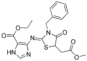 ETHYL 4-{[(2Z)-3-BENZYL-5-(2-METHOXY-2-OXOETHYL)-4-OXO-1,3-THIAZOLIDIN-2-YLIDENE]AMINO}-1H-IMIDAZOLE-5-CARBOXYLATE 结构式