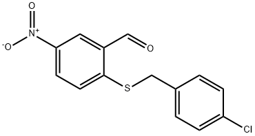 2-[(4-CHLOROBENZYL)SULFANYL]-5-NITROBENZENECARBALDEHYDE 结构式