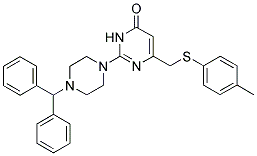 2-(4-BENZHYDRYLPIPERAZIN-1-YL)-6-(P-TOLYLTHIOMETHYL)PYRIMIDIN-4(3H)-ONE 结构式