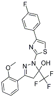 1-[4-(4-FLUOROPHENYL)-1,3-THIAZOL-2-YL]-3-(2-METHOXYPHENYL)-5-(TRIFLUOROMETHYL)-4,5-DIHYDRO-1H-PYRAZOL-5-OL 结构式